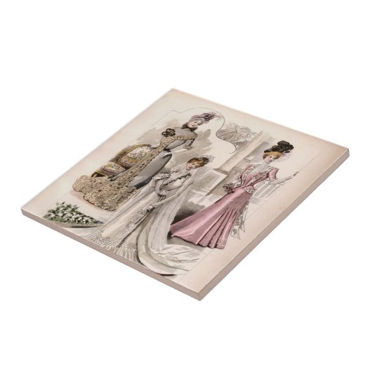 3エドワーディアンレディースフローリングガウンヴィンテージファッション タイル (側面)