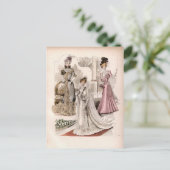 3エドワーディアンレディースフローリングガウンヴィンテージファッション ポストカード (スタンド正面)
