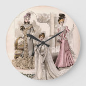 3エドワーディアンレディースフローリングガウンヴィンテージファッション ラージ壁時計 (正面)