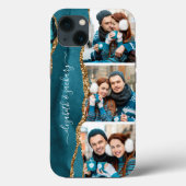 3エレガントつの写真のコラージュ名ティール(緑がかった色)金ゴールド Case-Mate iPhoneケース (裏面)