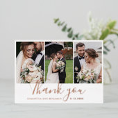 3エレガントの結婚写真ありがとうゴールドフォイルカード 箔招待状 (立ち正面)