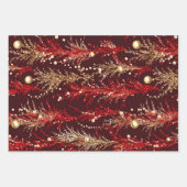 3エレガントの赤いクリスマスセット ラッピングペーパーシート (正面)