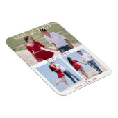 3エレガントカップル写真結婚式の日付を保存 マグネット (右側)