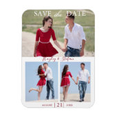 3エレガントカップル写真結婚式の日付を保存 マグネット (縦)