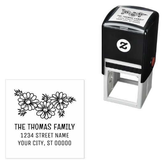 3エレガントデイジー花フローラ名住所 セルフインキングスタンプ (インサイチュ)