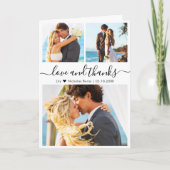 3エレガントフォトコラージュのスクリプトハート結婚の サンキューカード (正面)