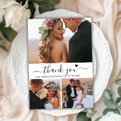 3エレガントフォトコラージュタイポグラフィスクリプ結婚ト サンキューカード