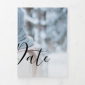 3エレガントフォトスクリプト結婚式の日付を保存 三つ折り案内状 (カバー)