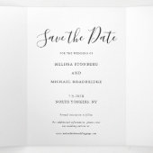 3エレガントフォトスクリプト結婚式の日付を保存 三つ折り案内状 (内部中)