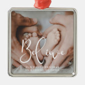 3エレガント信じ人の初めてのクリスマス メタルオーナメント (正面)