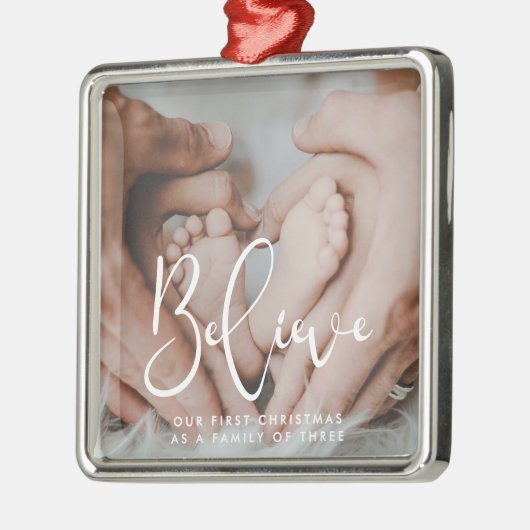 3エレガント信じ人の初めてのクリスマス メタルオーナメント (左)