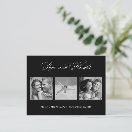 3エレガント写真テンプレート結婚の皆様 ポストカード (スタンド正面)