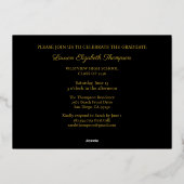 3エレガント写真卒業ブラック金ゴールド 箔招待状 (裏面)