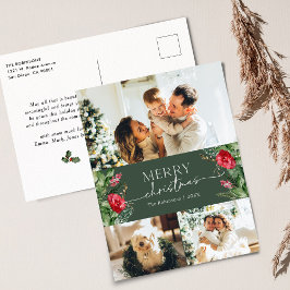 3エレガント写真植物学メリークリスマスホリデー ポストカード
