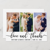 3エレガント写真結婚の愛と感謝してい サンキューカード (正面/裏面)