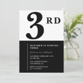 3エレガント回目の誕生日の招待ブラックシックモダン 招待状 (スタンド正面)