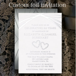 3エレガント月ユニークハート60結婚周年 箔招待状