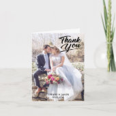 3エレガント枚の写真手で書いたモダンシンプル サンキューカード (正面)