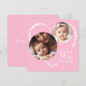 3エレガント枚の写真最高の「Mom Ever」ピンク&ホワイトハート (正面/裏面)