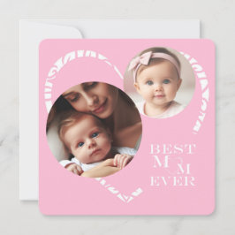 3エレガント枚の写真最高の「Mom Ever」ピンク&ホワイトハート