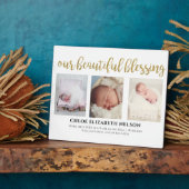 3エレガント枚の写真Weablith 賛美's金ゴールドベビー フォトプラーク (側面)