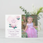 3エレガント歳の誕生日招待状フローラ写真 招待状 (スタンド正面)