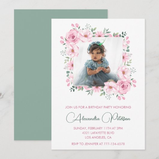 3エレガント歳の誕生日招待状写真Boho 招待状 (正面/裏面)