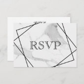 3エントリ選択大理石ジオメトリック結婚スの応答 招待状 (正面/裏面)