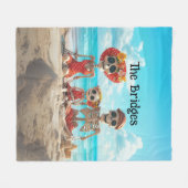 3オお洒落ンビーチのファミリスケルトンファミリ フリースブランケット (正面(横))