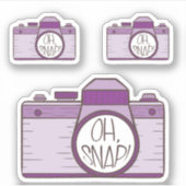 3オスナップのセット!パープルパステルカメラステッカー シール (正面)