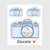3オスナップのセット!ブルーパステルカメラステッカー シール (シート)