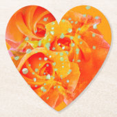 3オレンジバラハート ペーパーコースター (正面)