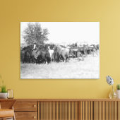 3カウボーイズのロープ馬の写真サウスダコタ キャンバスプリント (インサイチュ (リビング))