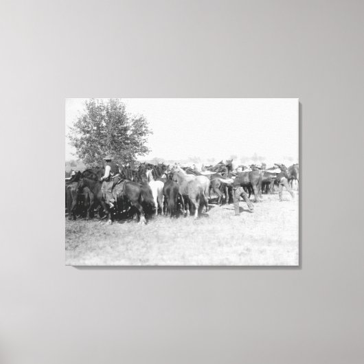 3カウボーイズのロープ馬の写真サウスダコタ キャンバスプリント (正面)