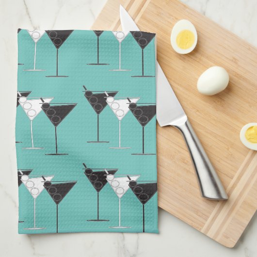 3カクテルB&Wマルティニスアクアキッチ/バータオル キッチンタオル (四つ折り)