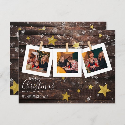 3カスタムクリスマスフォトペ素朴ッグズウッド&スターズ シーズンポストカード (正面/裏面)