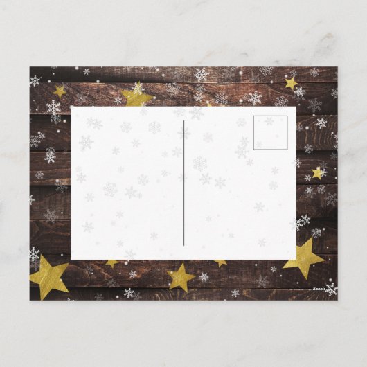 3カスタムクリスマスフォトペ素朴ッグズウッド&スターズ シーズンポストカード (裏面)