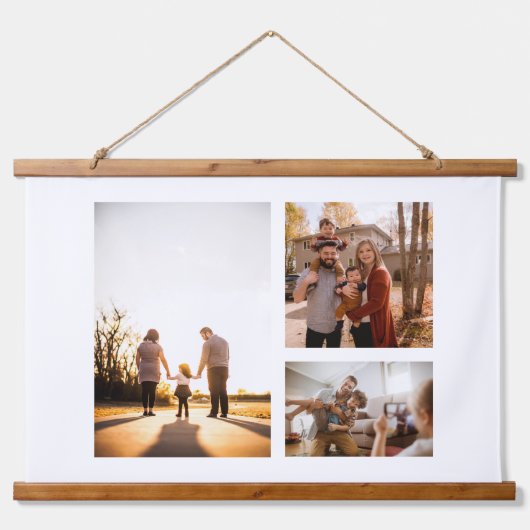 3カスタムテンプレートフォトコラージュ 吊り下げ型タペストリー (正面)