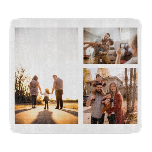 3カスタムフォトコラージュパーソナライズされた カッティングボード (正面)