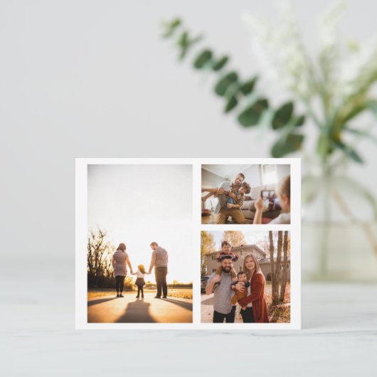 3カスタムフォトコラージュパーソナライズされた シーズンポストカード (スタンド正面)