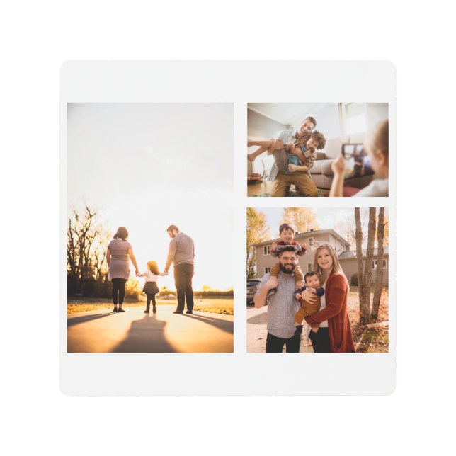 3カスタムフォトコラージュパーソナライズされた メタルプリント (正面)