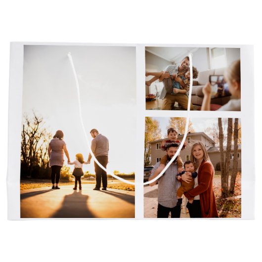 3カスタムフォトコラージュパーソナライズされた ラージペーパーバッグ (裏面)