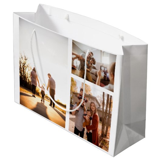 3カスタムフォトコラージュパーソナライズされた ラージペーパーバッグ (裏面アングル)