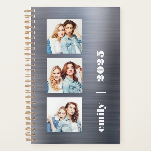 3カスタムフォトシルバーつや消しメタル2025 プランナー手帳 (正面)