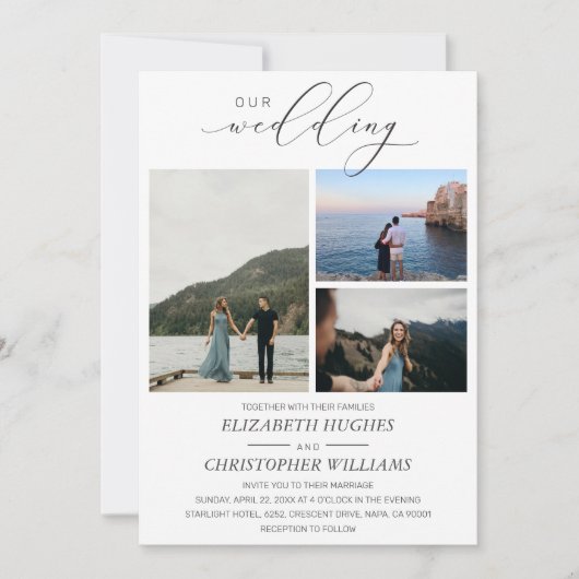 3カスタム手書きのスクリ結婚プト 招待状 (正面)