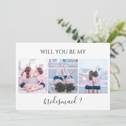 3カスタム枚の写真を私の花嫁カードに 招待状 (スタンド正面)