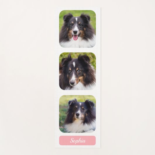 3カスタム枚の写真テンプレートをピンク色でコラージュ ヨガマット (正面)