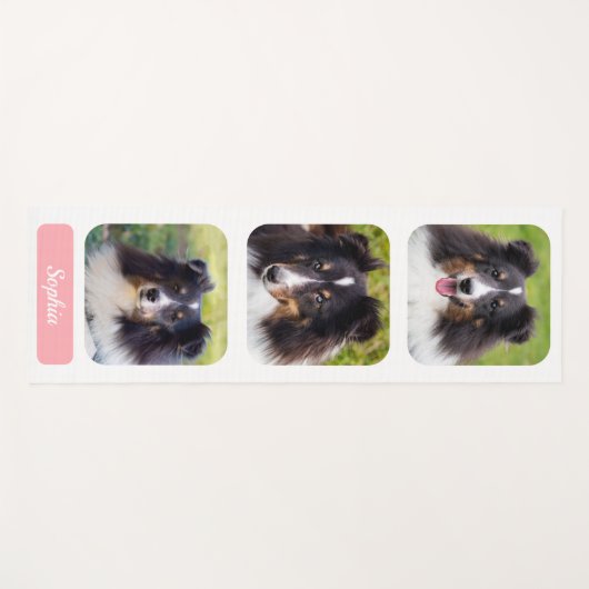 3カスタム枚の写真テンプレートをピンク色でコラージュ ヨガマット (正面(横))