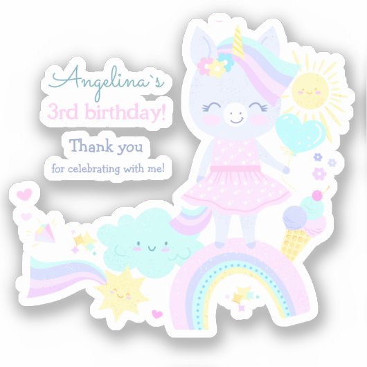 3カスタム歳の誕生日に使用するビニールのカットシール。 シール (正面)