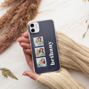 3カスタム – 写真チュンキーモノグラムダークネイビーブルー iPhone 12ケース